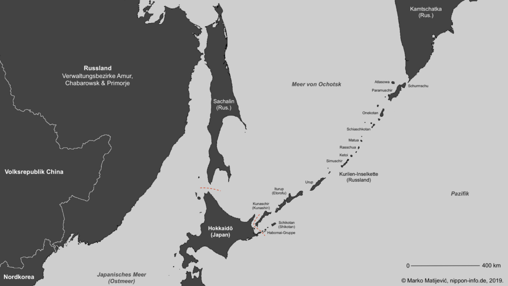 Karte der Kurilen-Inselkette