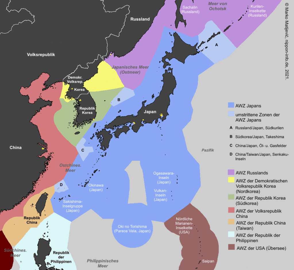 Karte der Ausschließlichen Wirtschaftszone Japans