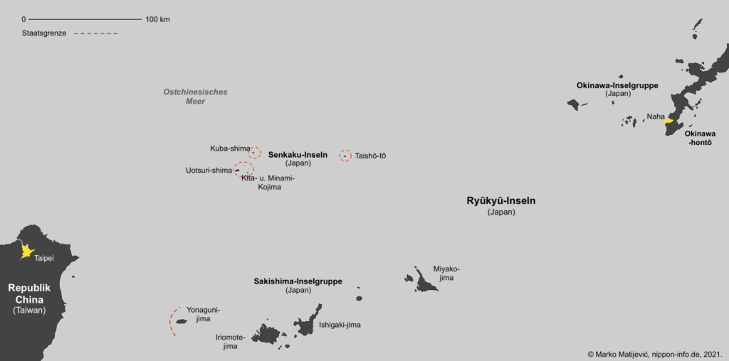 Karte der Senkaku-Inseln im Detail