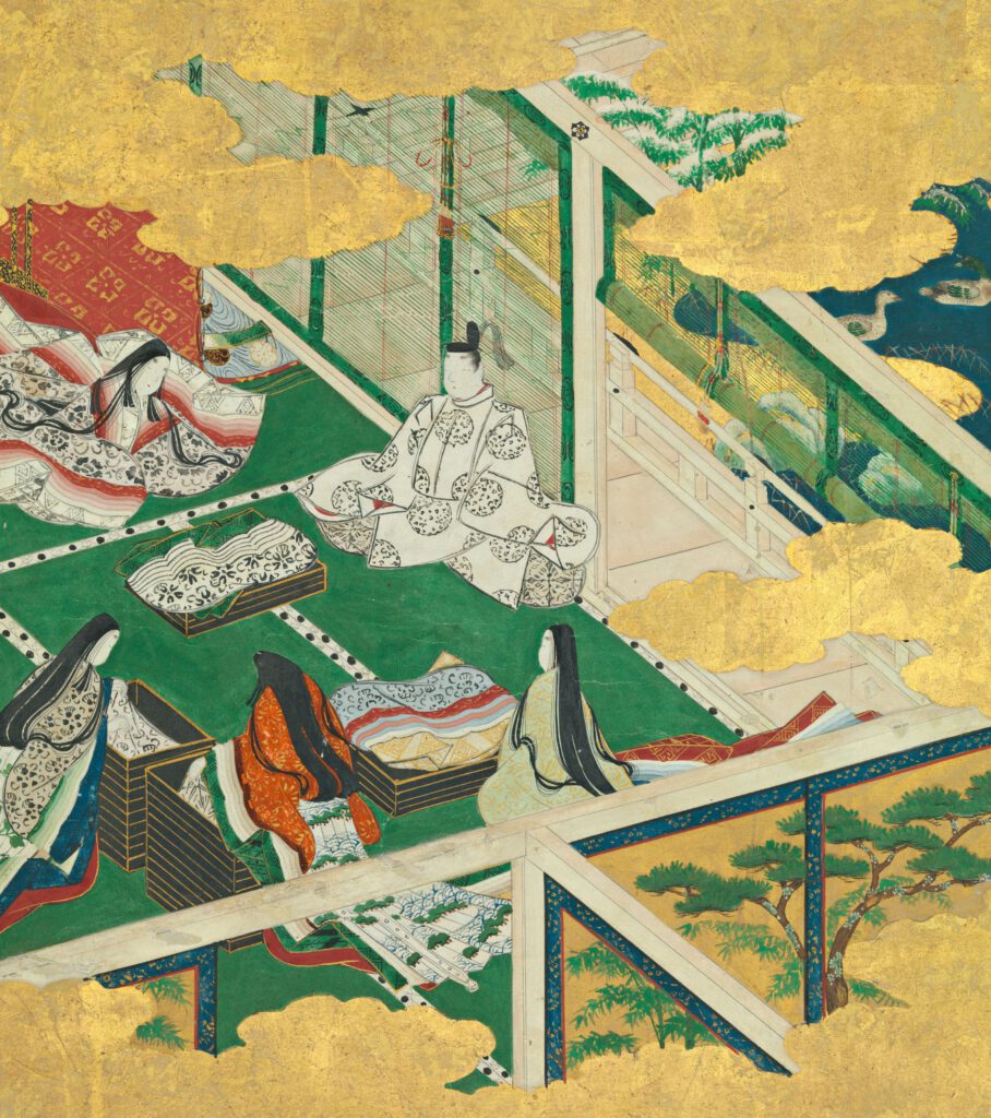 Ausschnitt einer Szene des Genji monogatari, Hängerolle des 17. Jh.