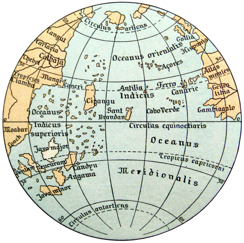Abbildung eines Teils des Globus nach Behaim (1492)