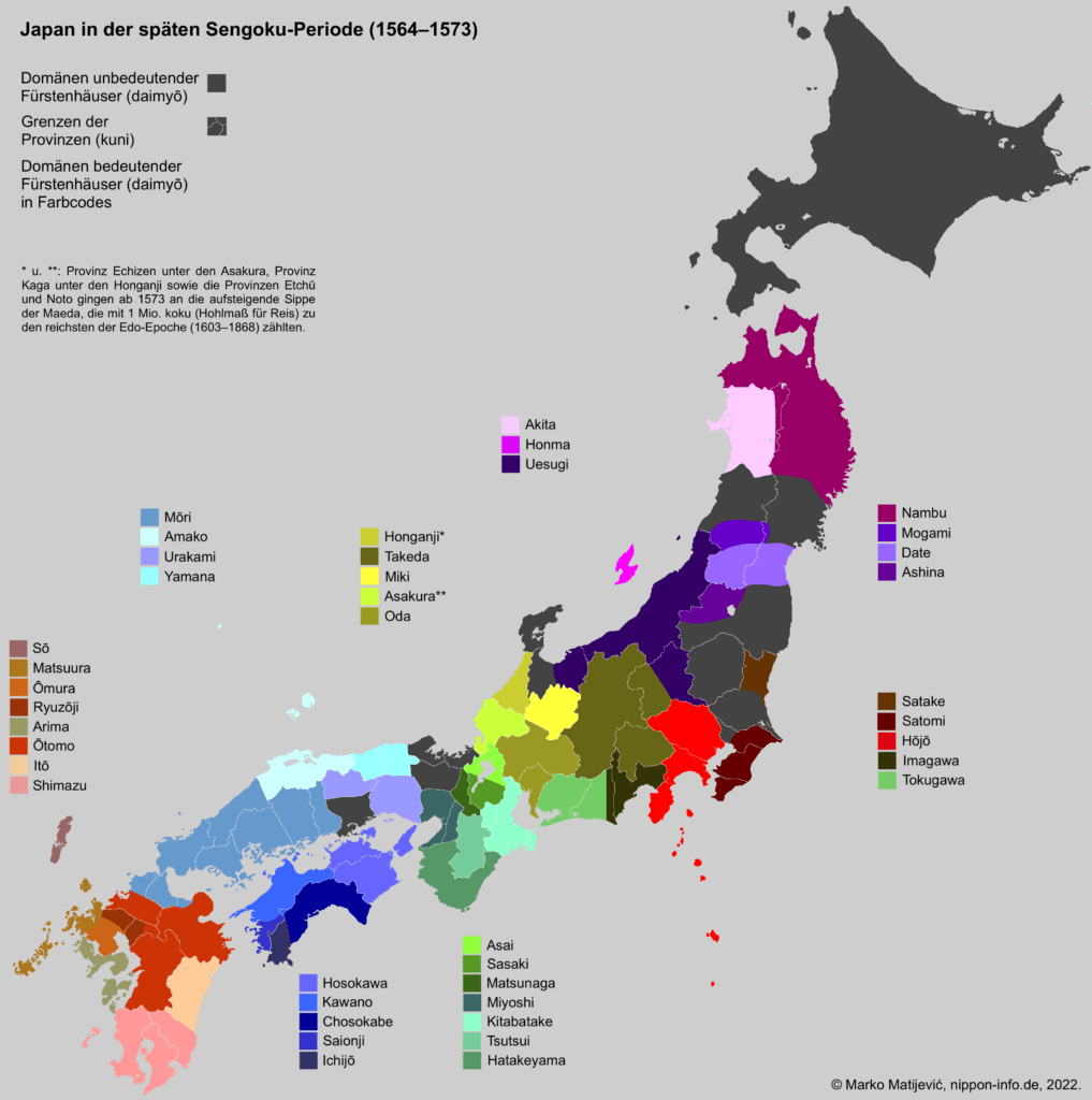 Karte Japans in der späten Sengoku-Periode
