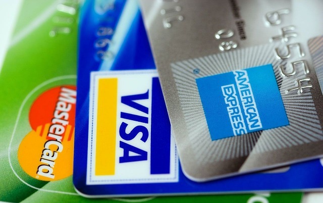 Abbildung von Kreditkarten Visa, MasterCard, AmEx